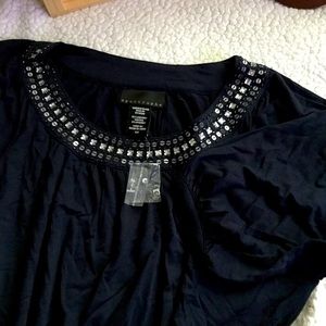 ✨NWT navy knit top with jewel beaded stitching